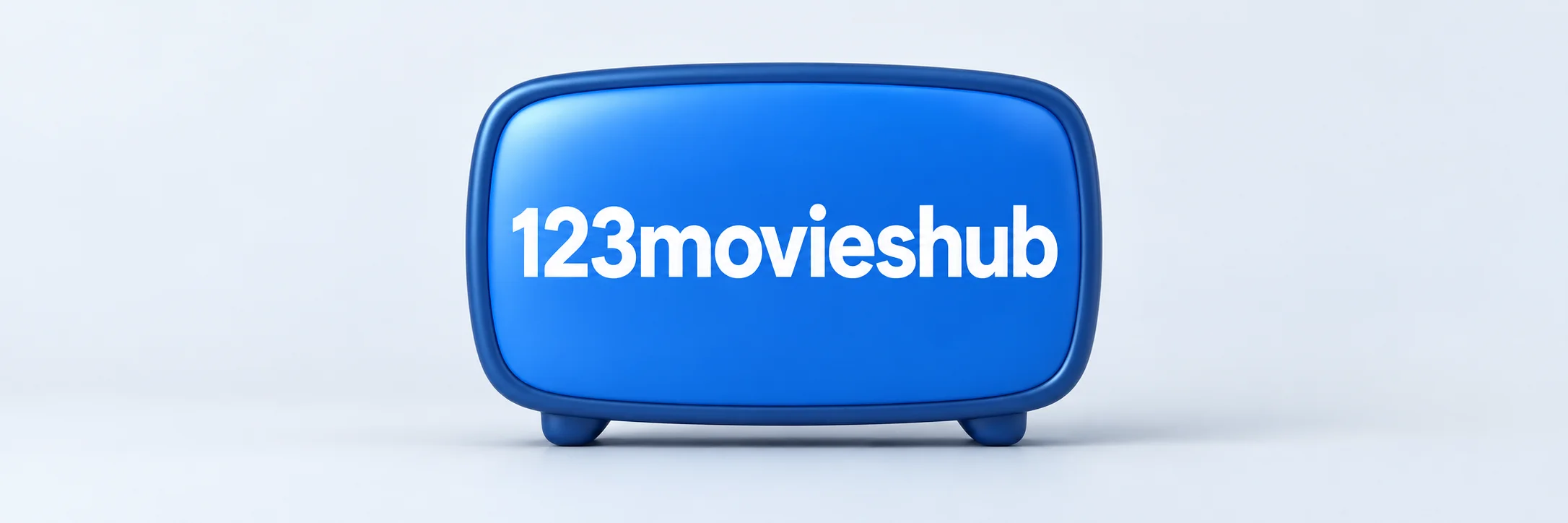 123movieshub lettering on a rounded blue television-shaped sign